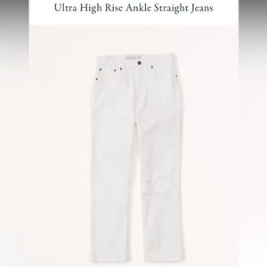 Abercrombie Ultra high rise ankle frayed jeans in white